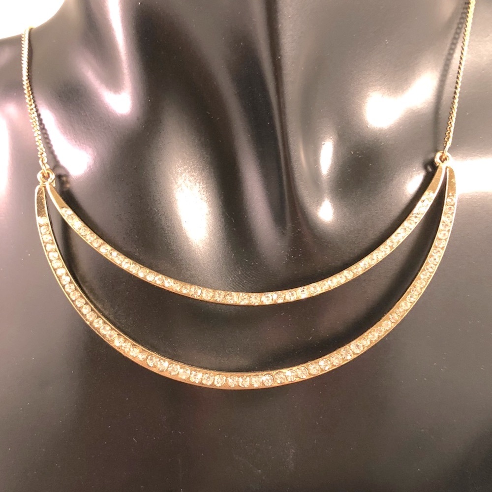 Gold Plated Necklace with Rhinestones